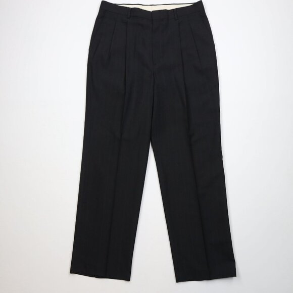 Vtg 90s Streetwear Mens 34x31 Worsted Wool Blend Knit Striped Wide Leg Pants USA